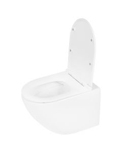 Differnz wand toilet rimless met zitting keramiek mat wit 51.5 x 36.5 x 35.5 cm