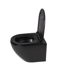Differnz wand toilet rimless met zitting keramiek zwart 49 x 36 x 37 cm
